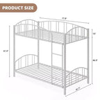 Lit superposé en métal avec barrière de sécurité et échelle – Noir / Or / Gris / Rose / Blanc – 2 couchages