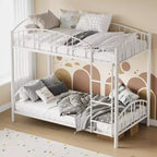 Lit superposé en métal avec barrière de sécurité et échelle – Noir / Or / Gris / Rose / Blanc – 2 couchages
