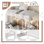 Lit superposé en métal avec barrière de sécurité et échelle – Noir / Or / Gris / Rose / Blanc – 2 couchages