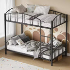 Lit superposé en métal avec barrière de sécurité et échelle – Noir / Or / Gris / Rose / Blanc – 2 couchages