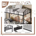 Lit superposé en métal avec barrière de sécurité et échelle – Noir / Or / Gris / Rose / Blanc – 2 couchages