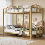 Lit superposé en métal avec barrière de sécurité et échelle – Noir / Or / Gris / Rose / Blanc – 2 couchages
