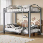 Lit superposé en métal avec barrière de sécurité et échelle – Noir / Or / Gris / Rose / Blanc – 2 couchages