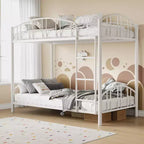 Lit superposé en métal avec barrière de sécurité et échelle – Noir / Or / Gris / Rose / Blanc – 2 couchages