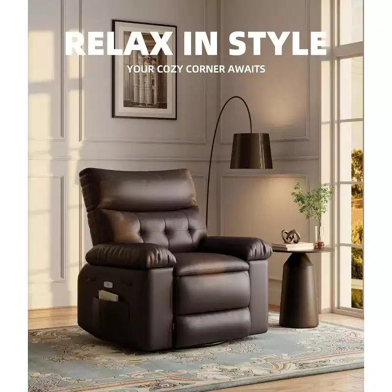 Fauteuil inclinable releveur avec fonctions Chaleur et Massage, pivotant à 360°, 1 place (Beige / Marron foncé / Gris / Couleur rétro)