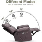 Fauteuil inclinable releveur avec fonctions Chaleur et Massage, pivotant à 360°, 1 place (Beige / Marron foncé / Gris / Couleur rétro)