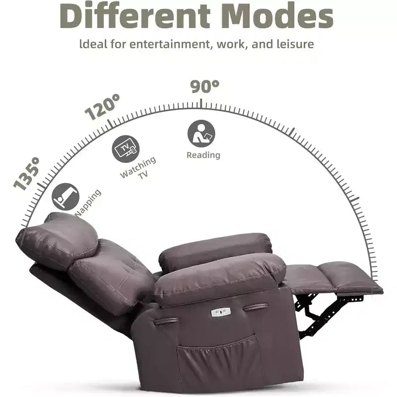 Fauteuil inclinable releveur avec fonctions Chaleur et Massage, pivotant à 360°, 1 place (Beige / Marron foncé / Gris / Couleur rétro)
