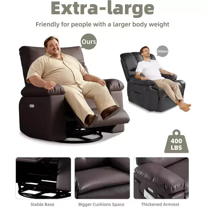 Fauteuil inclinable releveur avec fonctions Chaleur et Massage, pivotant à 360°, 1 place (Beige / Marron foncé / Gris / Couleur rétro)