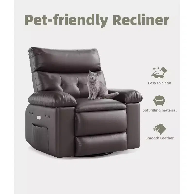 Fauteuil inclinable releveur avec fonctions Chaleur et Massage, pivotant à 360°, 1 place (Beige / Marron foncé / Gris / Couleur rétro)