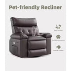 Fauteuil inclinable releveur avec fonctions Chaleur et Massage, pivotant à 360°, 1 place (Beige / Marron foncé / Gris / Couleur rétro)