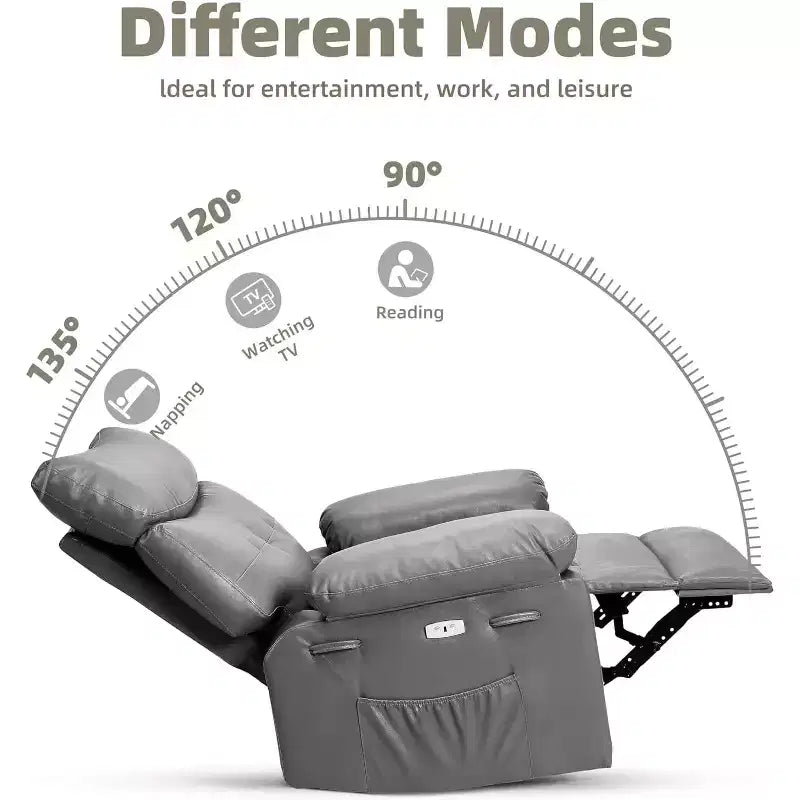 Fauteuil inclinable releveur avec fonctions Chaleur et Massage, pivotant à 360°, 1 place (Beige / Marron foncé / Gris / Couleur rétro)