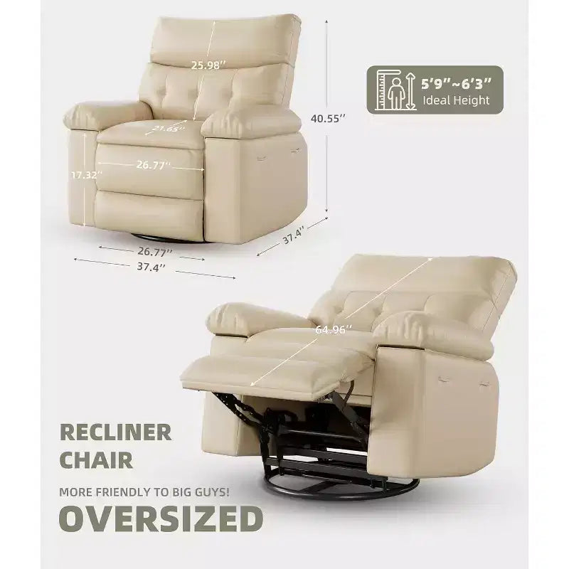 Fauteuil inclinable releveur avec fonctions Chaleur et Massage, pivotant à 360°, 1 place (Beige / Marron foncé / Gris / Couleur rétro)