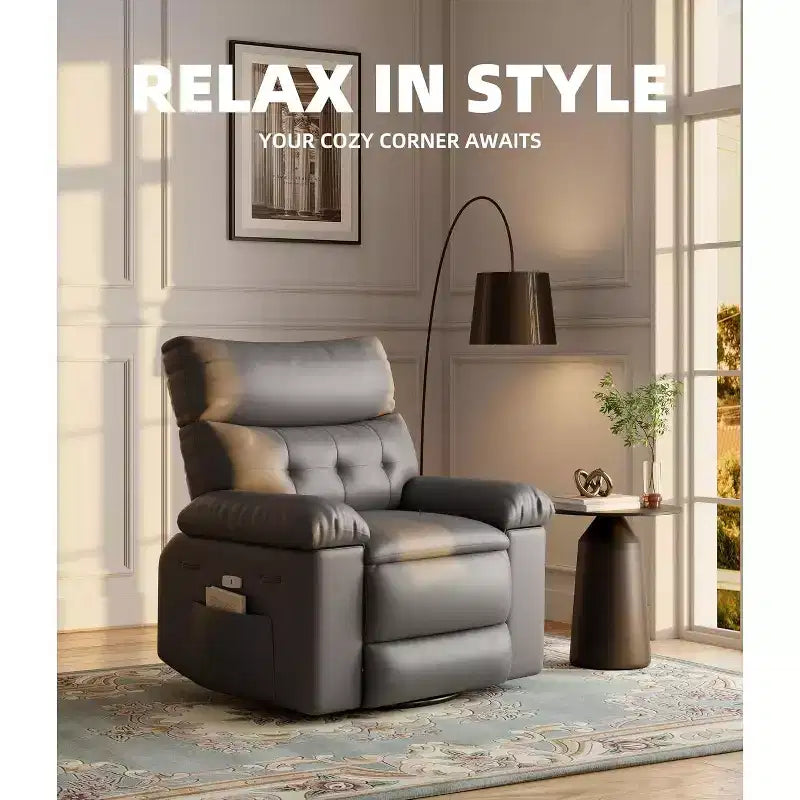 Fauteuil inclinable releveur avec fonctions Chaleur et Massage, pivotant à 360°, 1 place (Beige / Marron foncé / Gris / Couleur rétro)