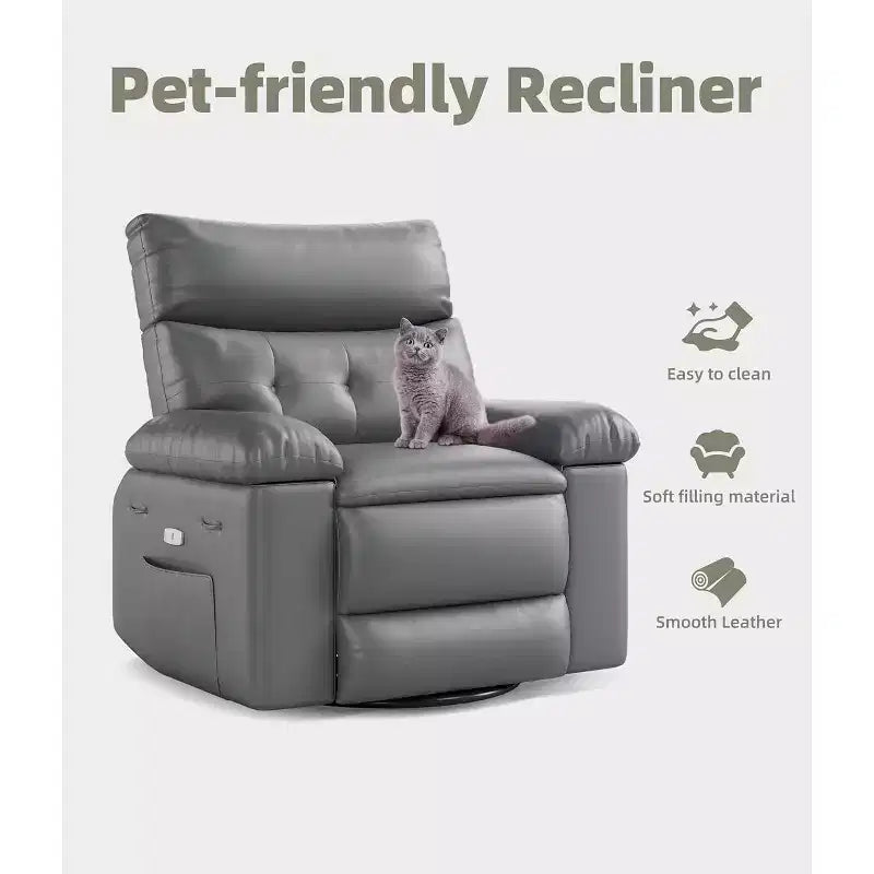 Fauteuil inclinable releveur avec fonctions Chaleur et Massage, pivotant à 360°, 1 place (Beige / Marron foncé / Gris / Couleur rétro)