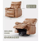 Fauteuil inclinable releveur avec fonctions Chaleur et Massage, pivotant à 360°, 1 place (Beige / Marron foncé / Gris / Couleur rétro)