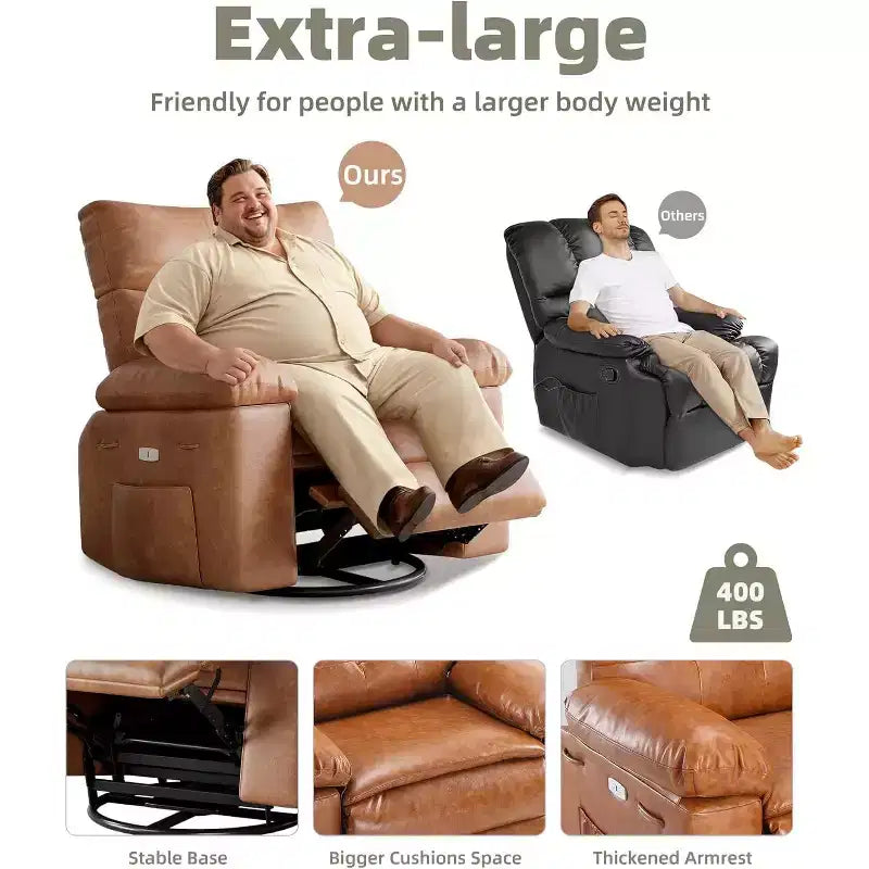Fauteuil inclinable releveur avec fonctions Chaleur et Massage, pivotant à 360°, 1 place (Beige / Marron foncé / Gris / Couleur rétro)