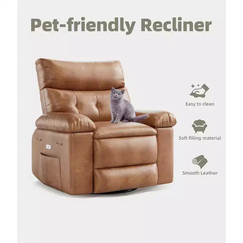 Fauteuil inclinable releveur avec fonctions Chaleur et Massage, pivotant à 360°, 1 place (Beige / Marron foncé / Gris / Couleur rétro)