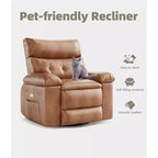 Fauteuil inclinable releveur avec fonctions Chaleur et Massage, pivotant à 360°, 1 place (Beige / Marron foncé / Gris / Couleur rétro)