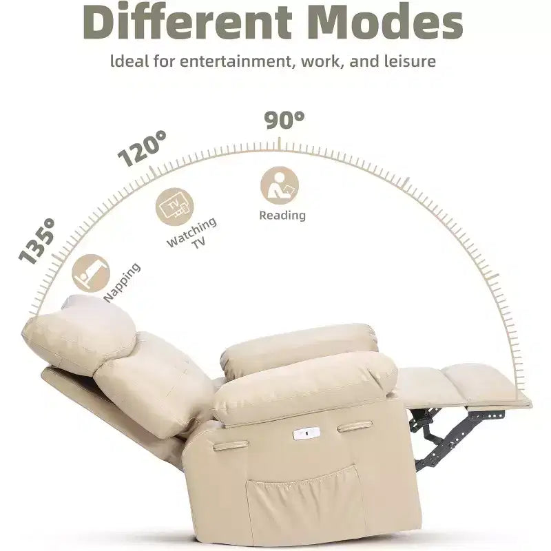 Fauteuil inclinable releveur avec fonctions Chaleur et Massage, pivotant à 360°, 1 place (Beige / Marron foncé / Gris / Couleur rétro)