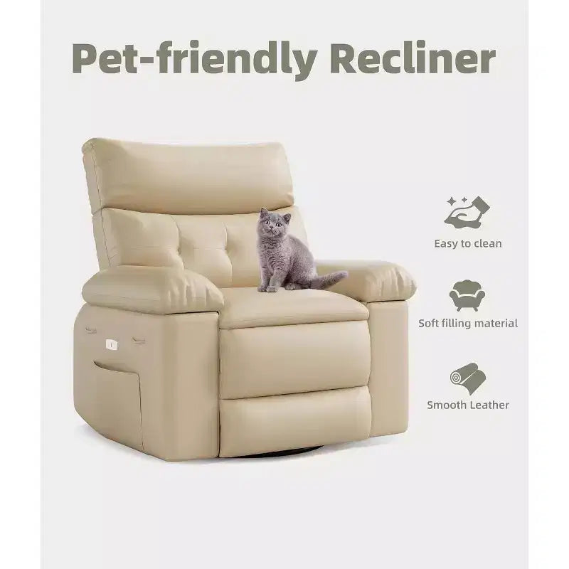 Fauteuil inclinable releveur avec fonctions Chaleur et Massage, pivotant à 360°, 1 place (Beige / Marron foncé / Gris / Couleur rétro)