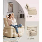 Fauteuil inclinable releveur avec fonctions Chaleur et Massage, pivotant à 360°, 1 place (Beige / Marron foncé / Gris / Couleur rétro)