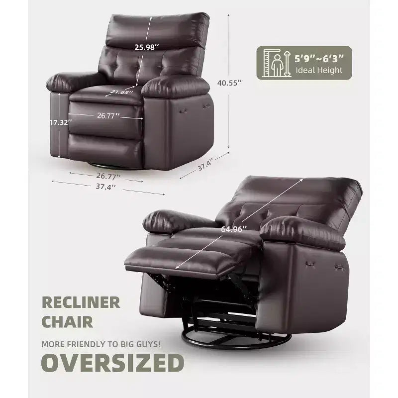 Fauteuil inclinable releveur avec fonctions Chaleur et Massage, pivotant à 360°, 1 place (Beige / Marron foncé / Gris / Couleur rétro)
