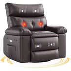 Fauteuil inclinable releveur avec fonctions Chaleur et Massage, pivotant à 360°, 1 place (Beige / Marron foncé / Gris / Couleur rétro)