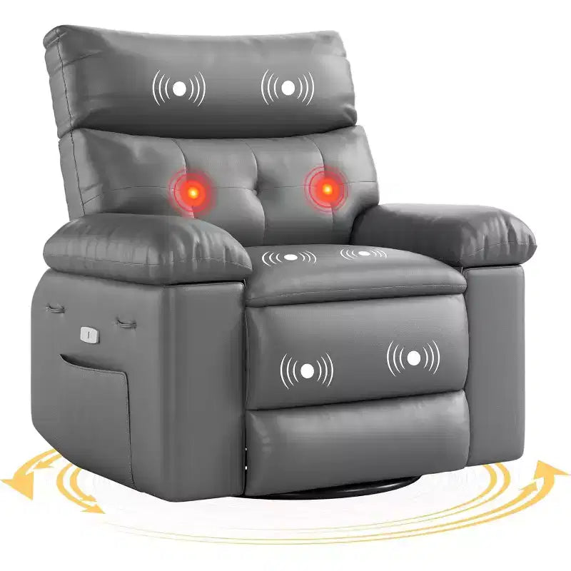 Power Lift Recliner Chair with Heat & Massage, 360 Swivel, 1-Seat (Beige / Dark Brown / Gray / Retro Color)
