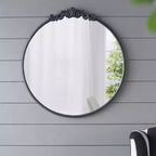 Miroir mural octogonal noir avec cadre décoratif, à fixer au mur