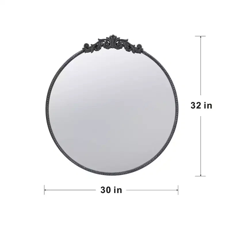 Black Octagon Wall Mirror with Decorative Frame, Wall Mount