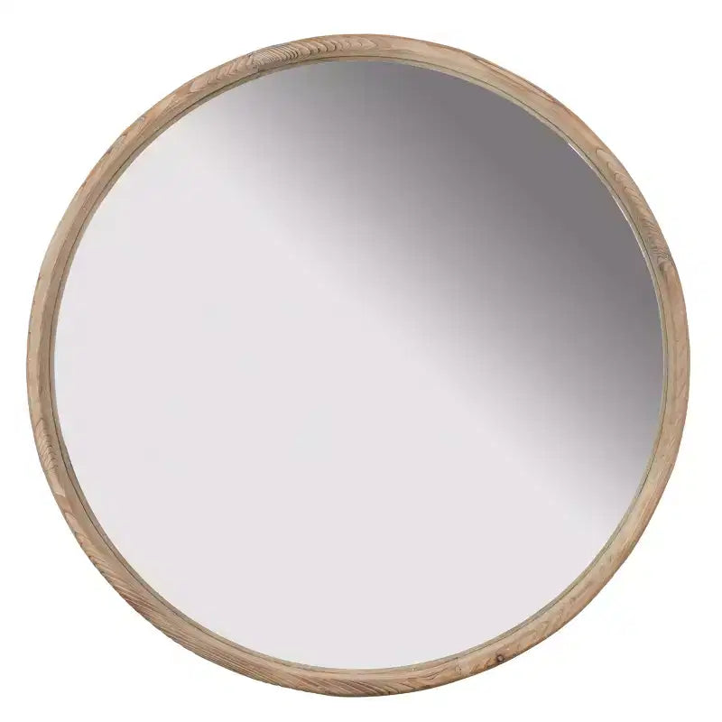 Brown Round Wall Mirror, Single, Octagon Frame