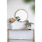 Miroir mural marron rond, simple, cadre octogonal