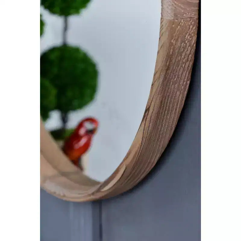 Brown Round Wall Mirror, Single, Octagon Frame