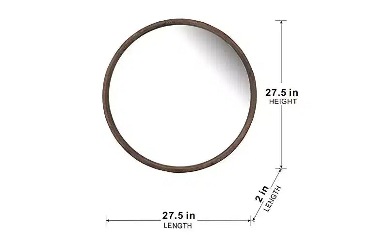 Miroir mural marron rond, simple, cadre octogonal