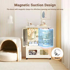 2-Tier Storage Wardrobe with Transparent Doors & Rolling Bins – Collapsible Home Organizer