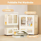 2-Tier Storage Wardrobe with Transparent Doors & Rolling Bins – Collapsible Home Organizer