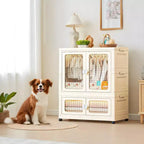 2-Tier Storage Wardrobe with Transparent Doors & Rolling Bins – Collapsible Home Organizer